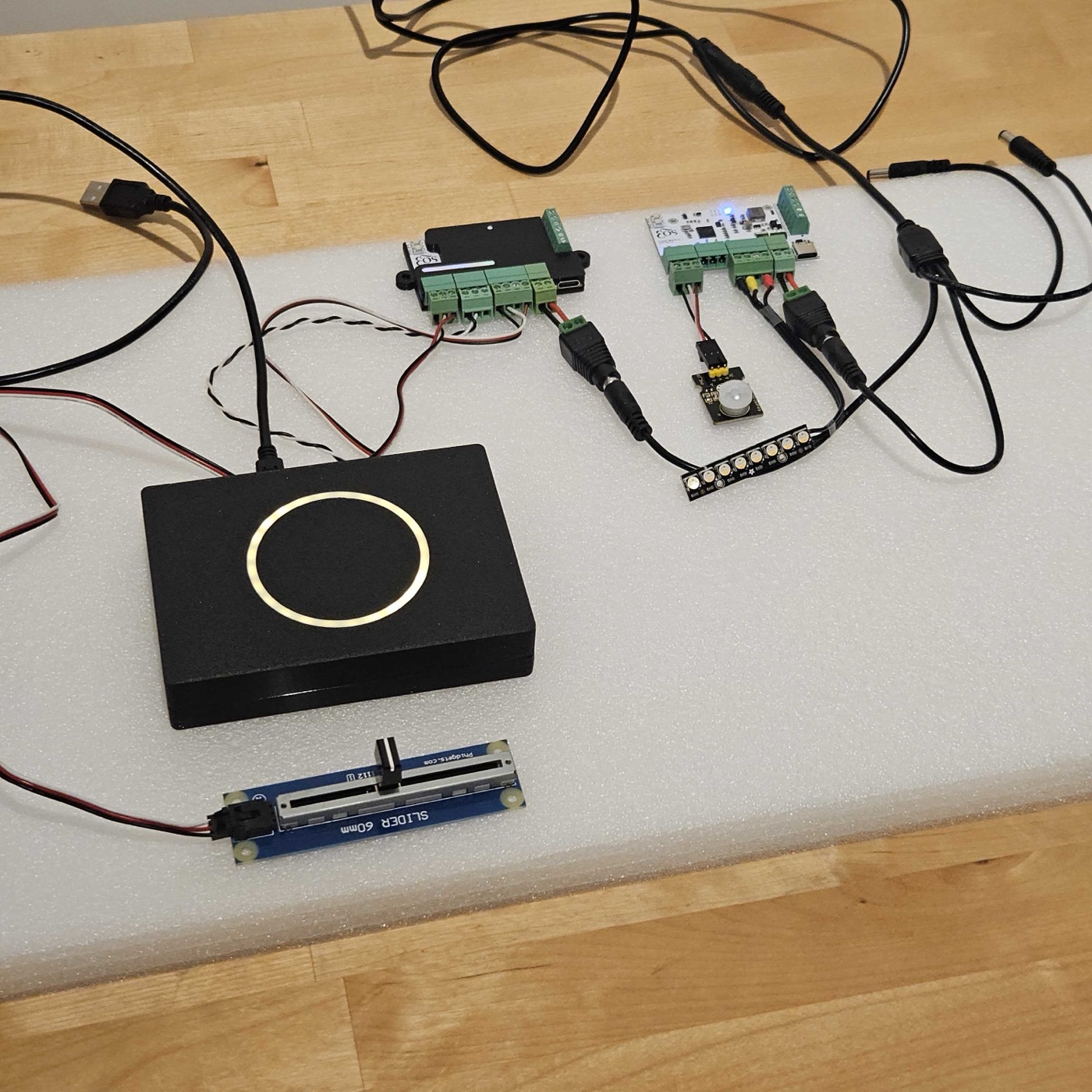 Eos Pixel Driver wired to a sensor and slider control