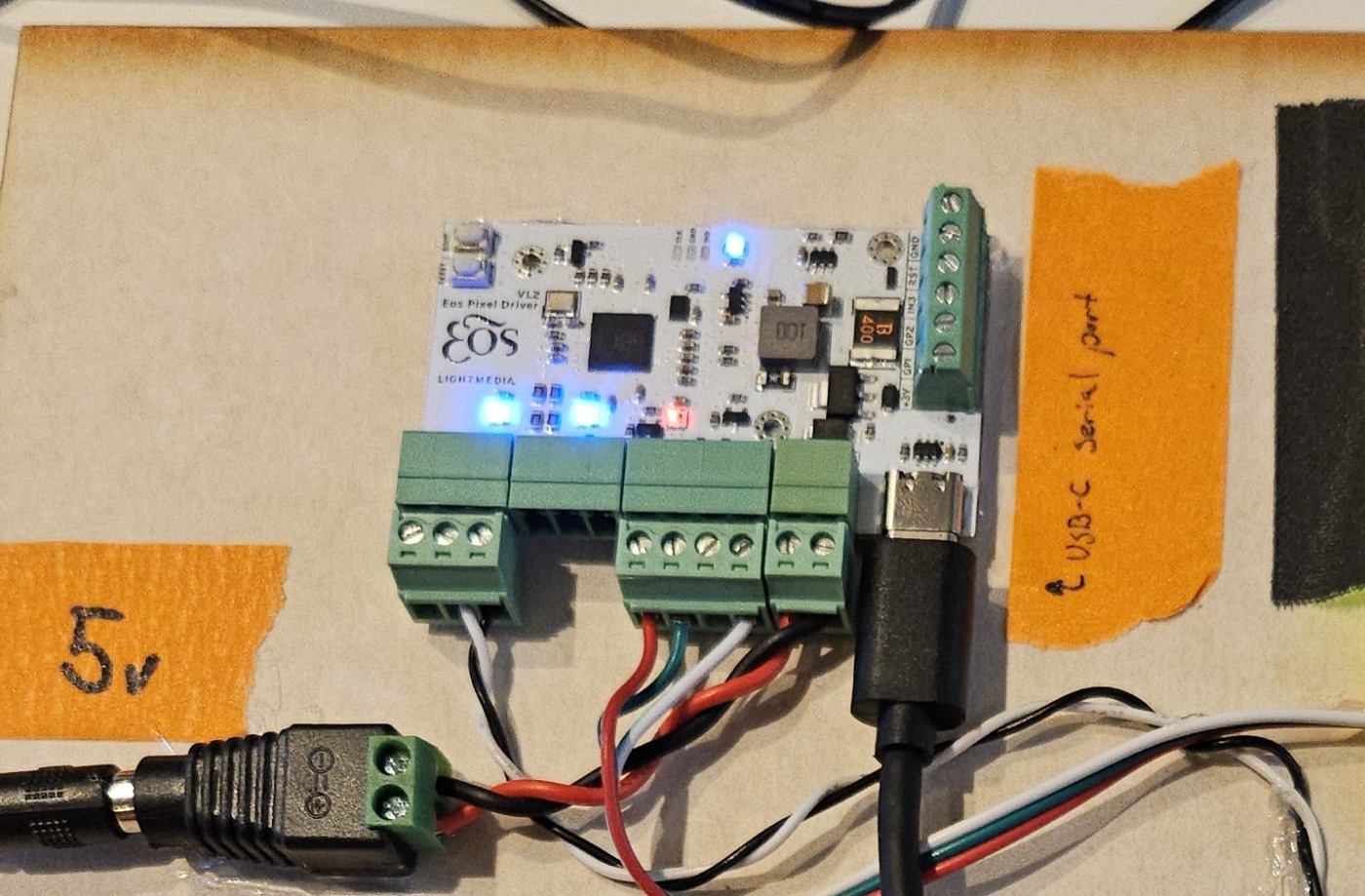 Eos Pixel Driver with USB-C cable connected