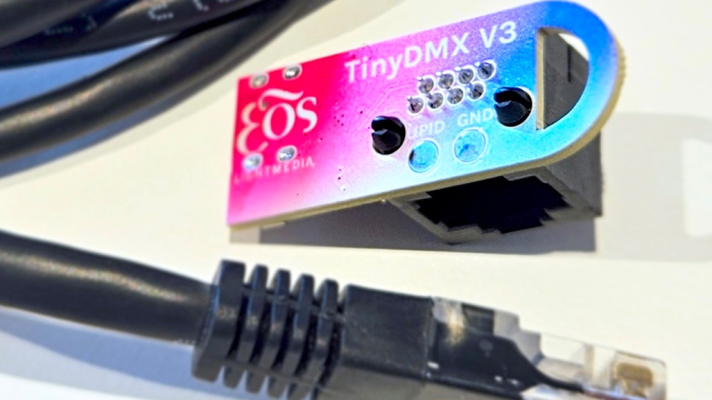 TinyDMX V3 with RJ45 and USB-C connected